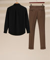 Black Brown Black Shirt & Brown Pant Formal Set