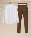 Black Brown Classic White Shirt & Brown Trousers Formal Set