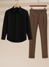 Black Brown Black Shirt & Brown Pant Formal Set