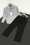 Grey Shirt & Black Pant Formal Set