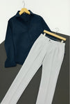 Navy Blue Shirt & Light Grey Pant Formal Set