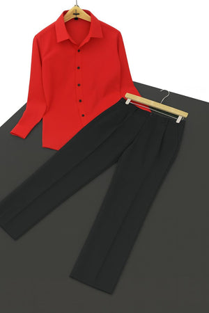 blue dress for baby girl Red Shirt & Black Pant Formal Set – Blackcrown