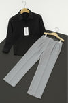 Black Shirt & Light Grey Pant Formal Set